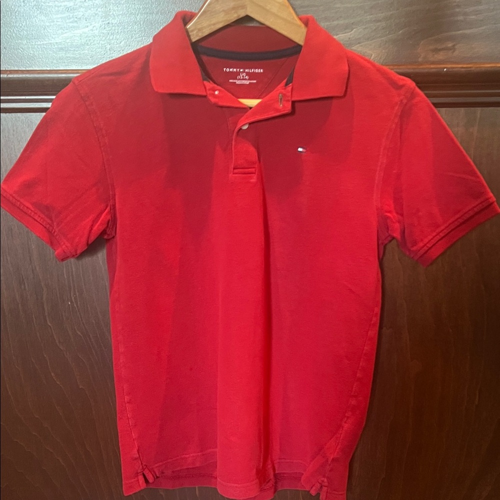 Tommy Hilfiger Boys 12-14 Red Polo Shirt with Chest Logo